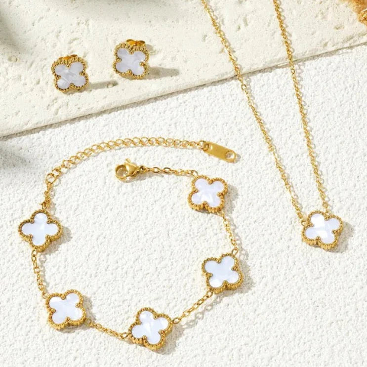 Stainless Steel Dream 5 motif White Clover Vanna Set