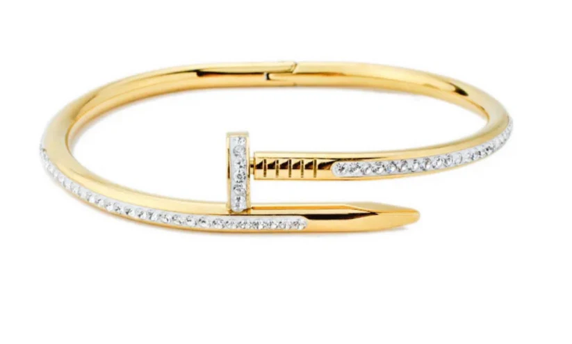 Stainless Steel crystal zircon Nail cuff bracelet