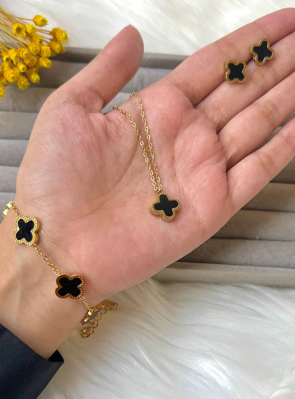 Stainless steel Clover black set